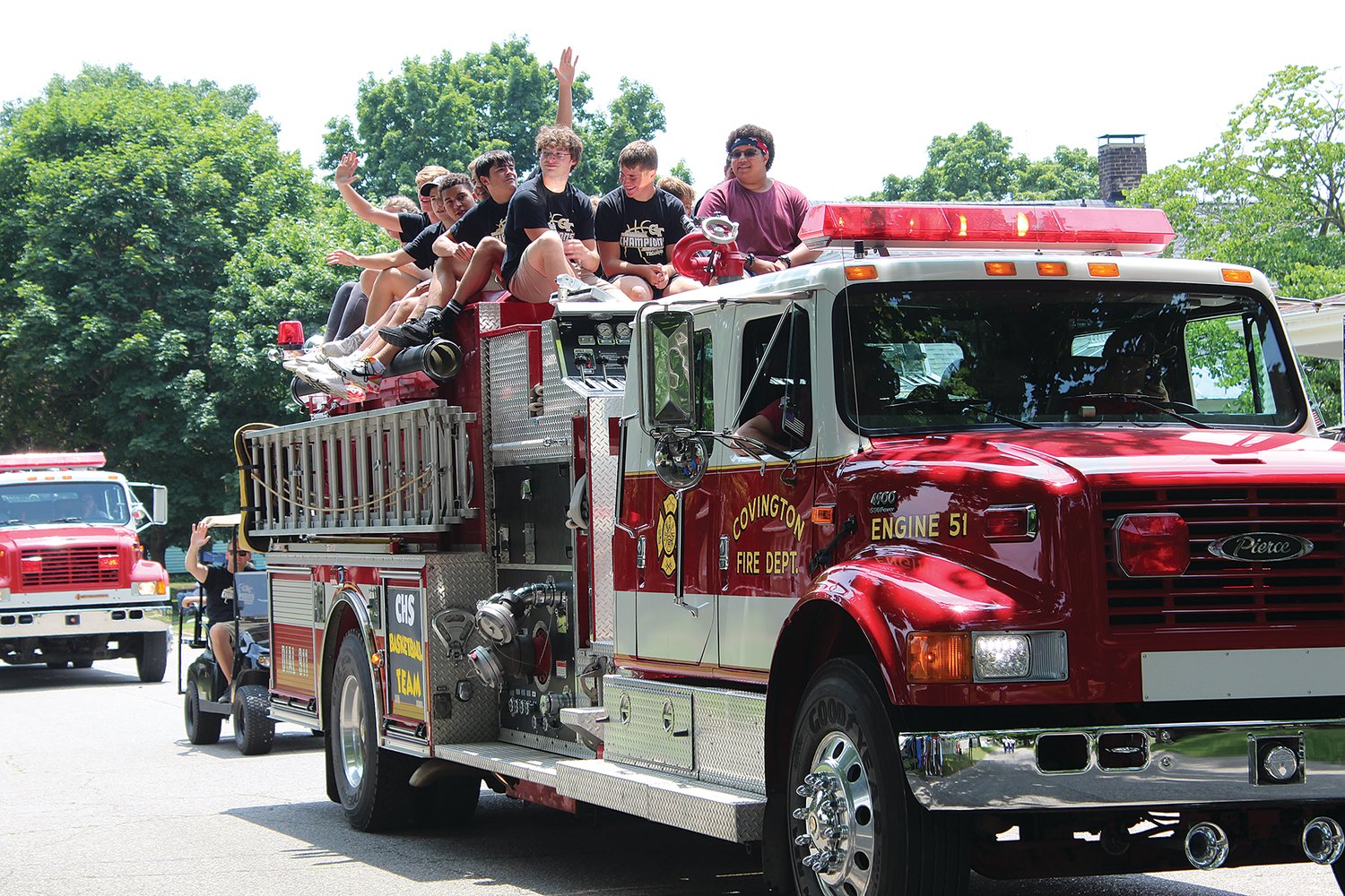 Members of the Covington High School boys basketball team served as parade grand marshals on Saturday afternoon.